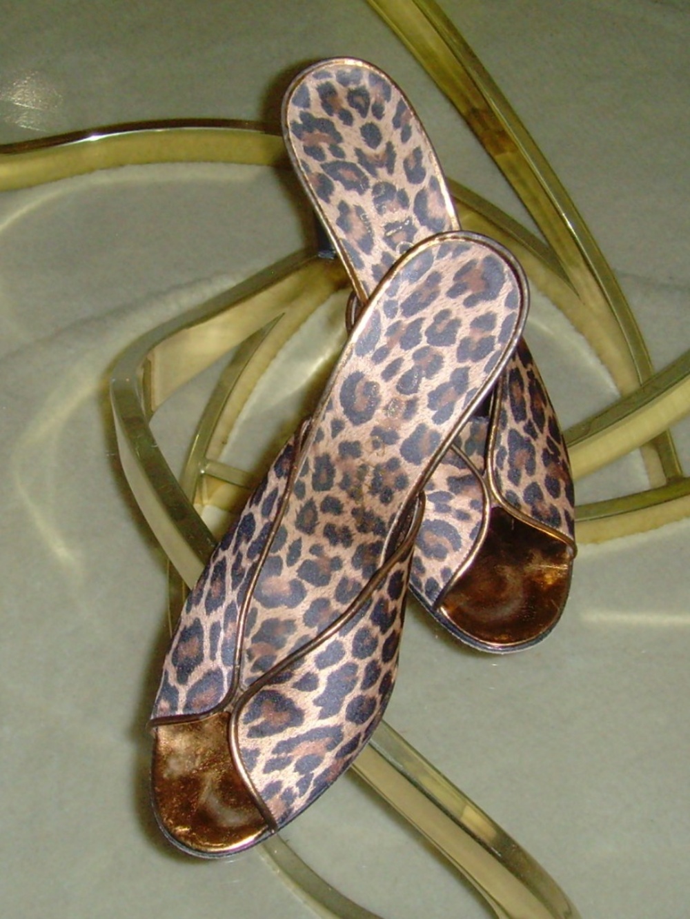 ORIGINE Leopard Print and Metallic Mules